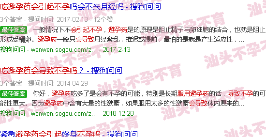 汕头吃避孕药会导致不孕吗