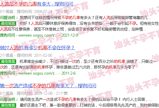 汕头人流一次后不孕的几*